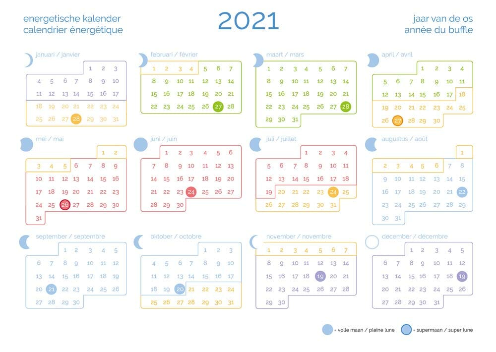 Energetische-Kalender 2021 volgens de Traditionele Chinese Geneeskunde